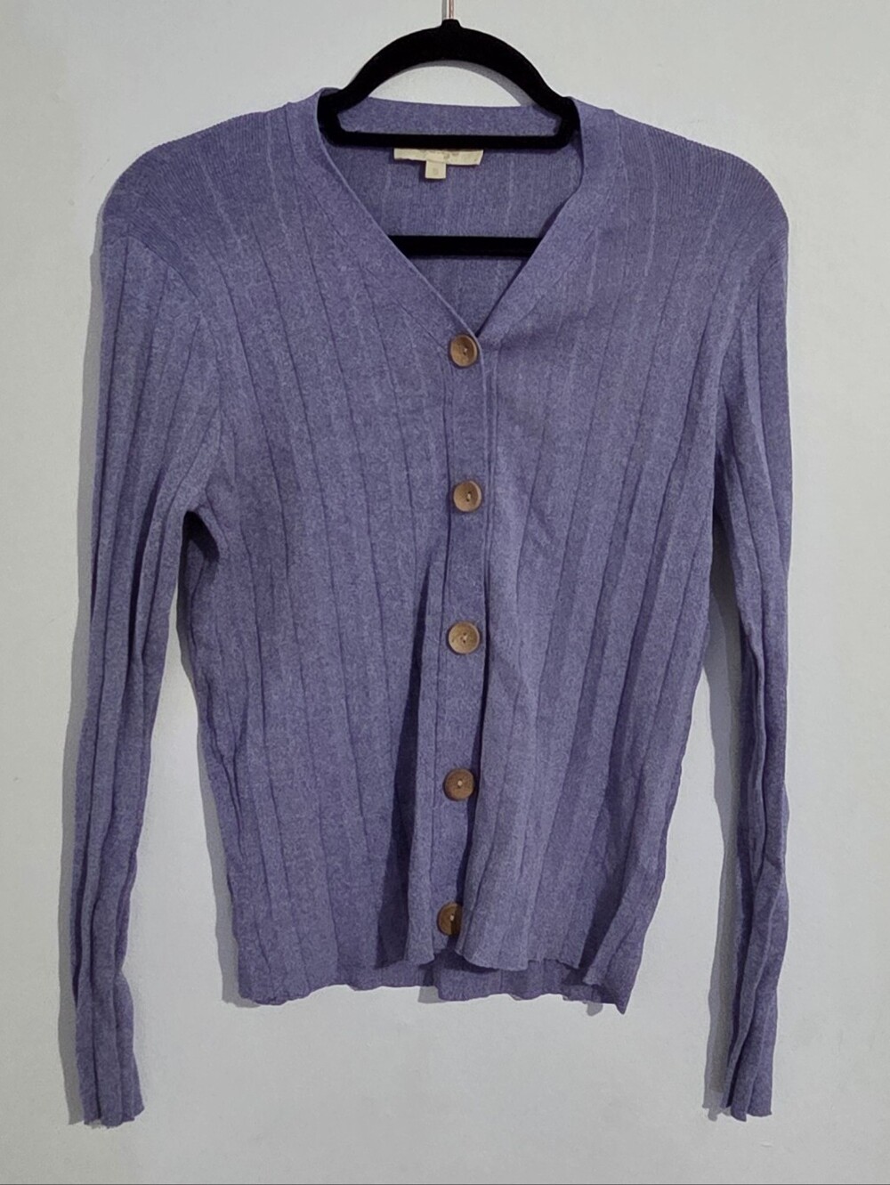 Beige Ribbed Cardigan Sweater